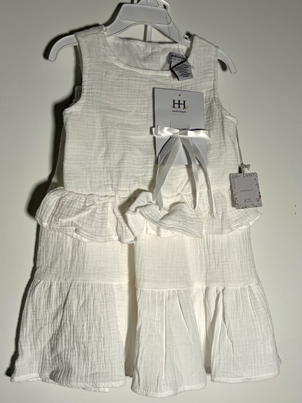 haute hippie - White Tiered Cotton Sleeveless Dress for Girls